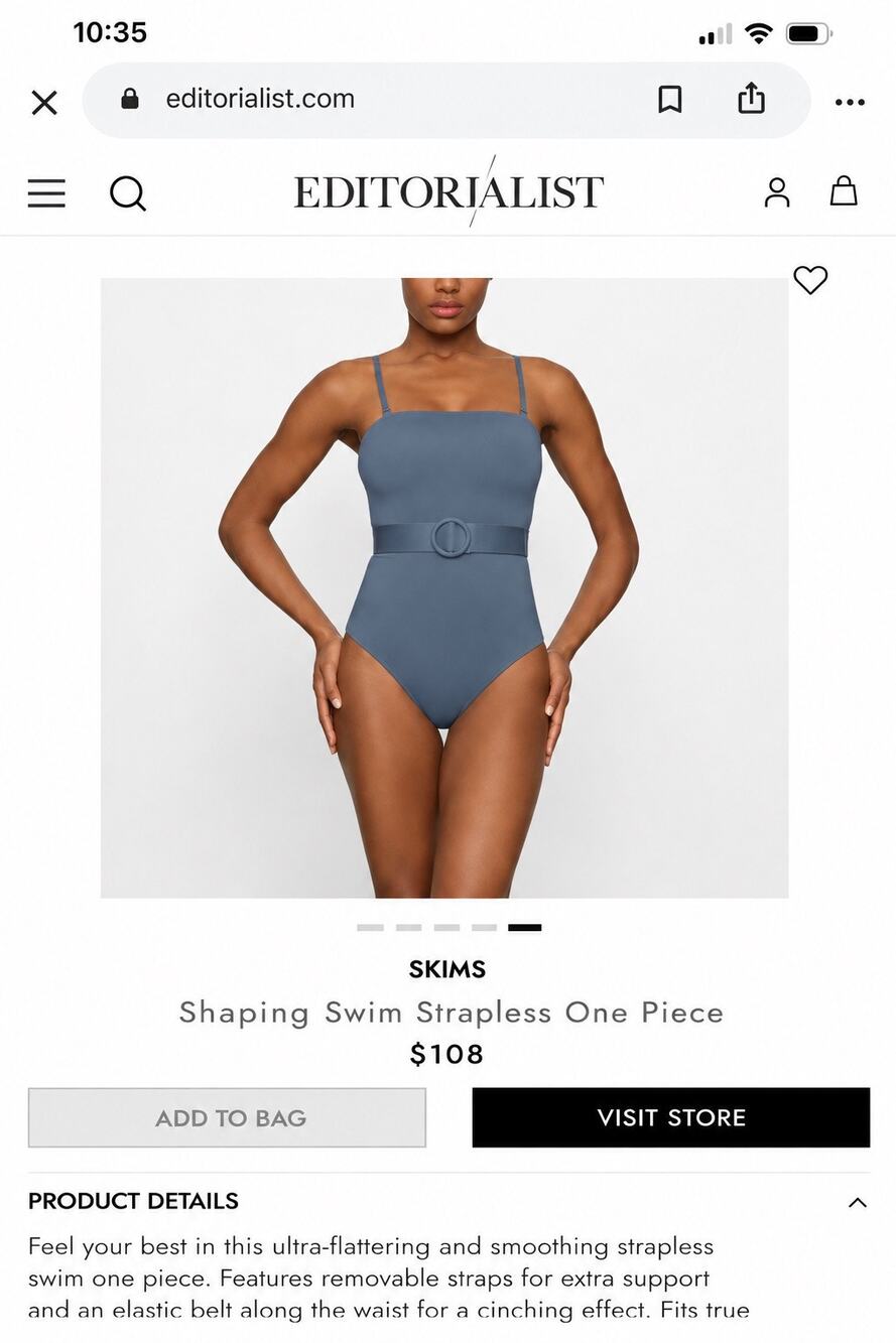 SKIMS Sculpting Swim Strapless One Piece, 108$